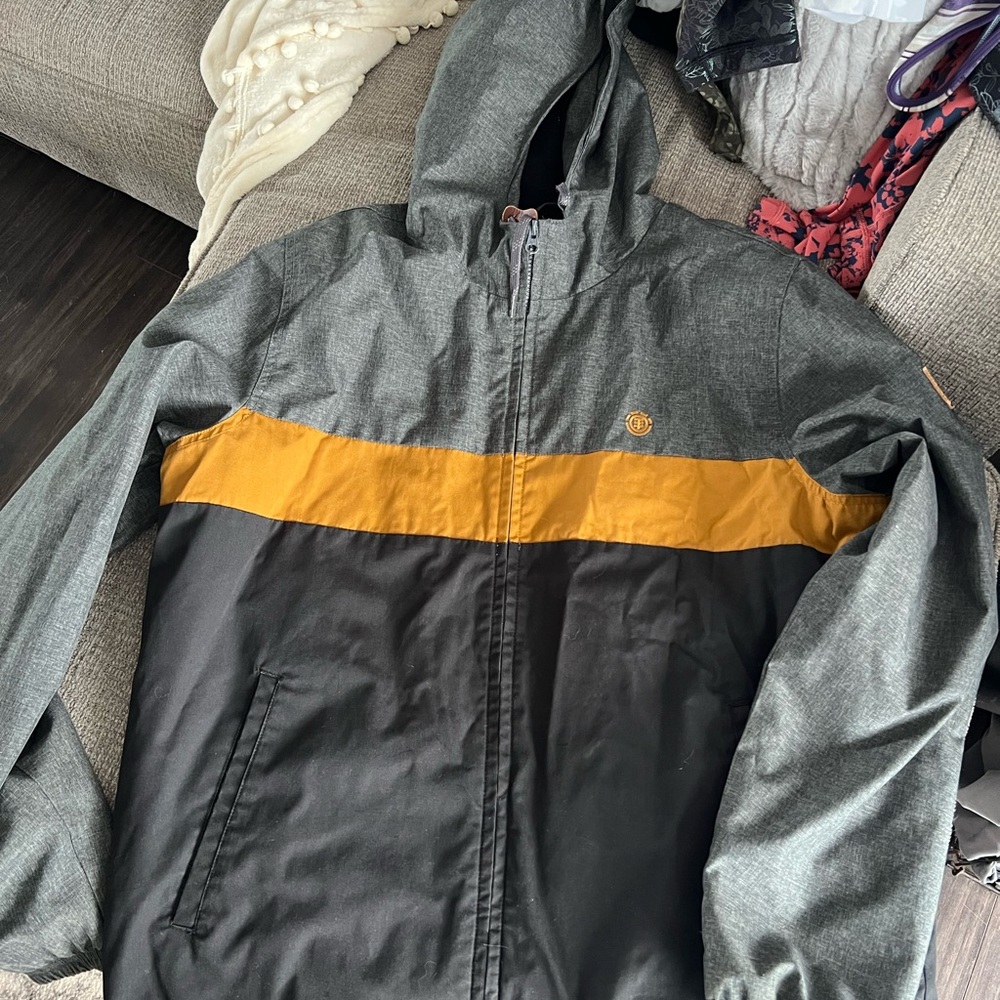 Element Gray and Gold Hooded Windbreaker